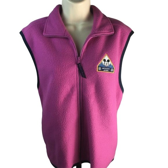 Disney Micky Mouse Gear Pink Pullover Fleece Vest Size Large u - Picture 1 of 9